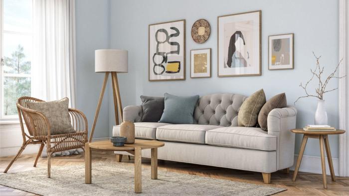 Wohnzimmer beige blau